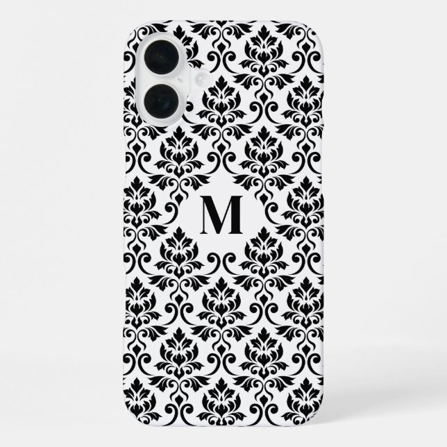 Feuille Damask Black Pattern (Benutzerdefiniert) iPhone Hülle (Rückseite)