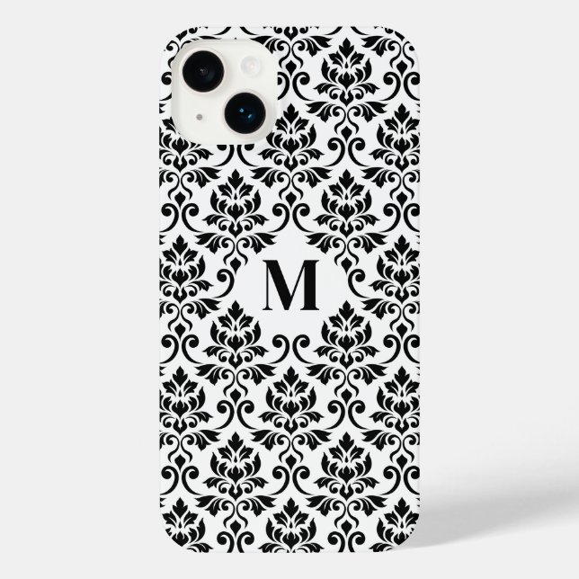 Feuille Damask Black Pattern (Benutzerdefiniert) iPhone Hülle (Rückseite)