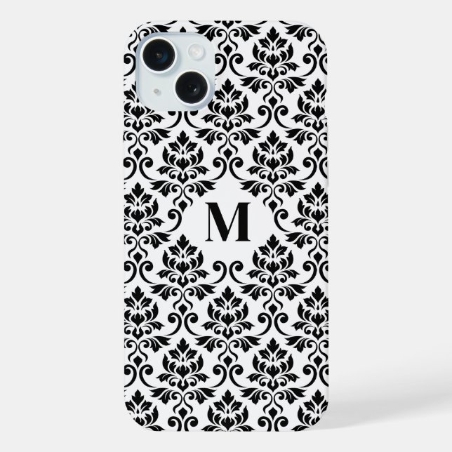 Feuille Damask Black Pattern (Benutzerdefiniert) iPhone Hülle (Rückseite)