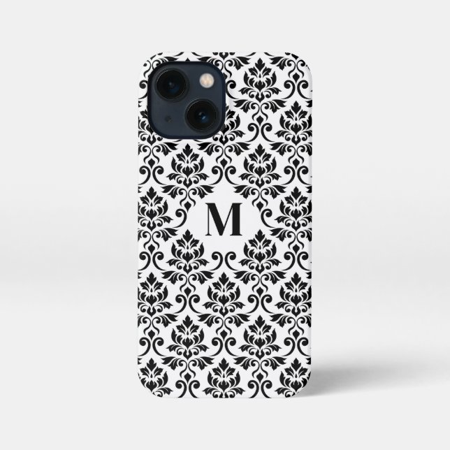 Feuille Damask Black Pattern (Benutzerdefiniert) iPhone Hülle (Rückseite)