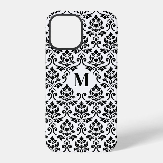 Feuille Damask Black Pattern (Benutzerdefiniert) iPhone Hülle (Rückseite)