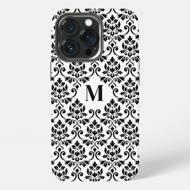 Feuille Damask Black Pattern (Benutzerdefiniert) iPhone Hülle (Hinten)