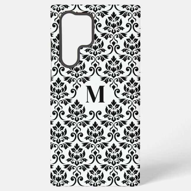 Feuille Damask Black Pattern (Benutzerdefiniert) Samsung Galaxy Hülle (Rückseite)