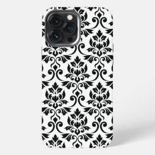 Feuille Damask Lg Muster Black auf Weiß iPhone 13 Pro Max Hülle