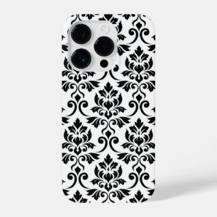 Feuille Damask Lg Muster Black auf Weiß iPhone 14 Pro Hülle