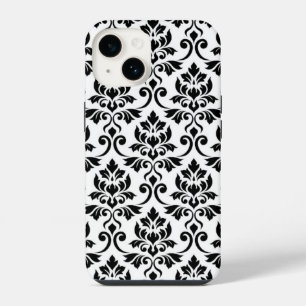 Feuille Damask Lg Muster Black auf Weiß iPhone 14 Hülle