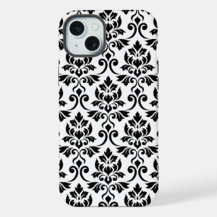 Feuille Damask Lg Muster Black auf Weiß iPhone 15 Plus Hülle