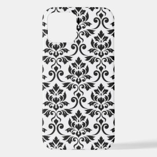 Feuille Damask Lg Muster Black auf Weiß iPhone 12 Hülle