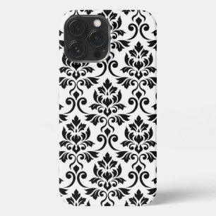 Feuille Damask Lg Muster Black auf Weiß iPhone 13 Pro Max Hülle