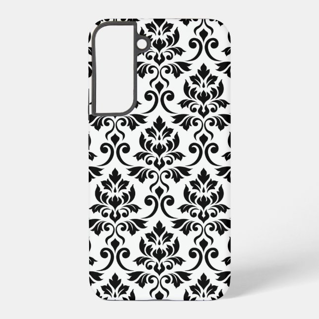 Feuille Damask Lg Muster Black auf Weiß Samsung Galaxy Hülle (Rückseite)