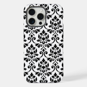 Feuille Damask Lg Muster Schwarz auf Weiß iPhone 15 Pro Max Hülle