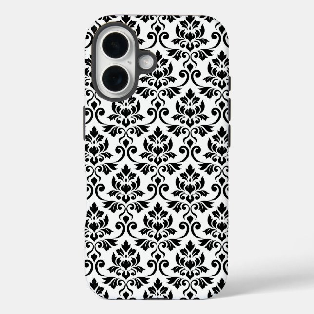 Feuille Damask Muster Black auf Weiß Case-Mate iPhone Hülle (Rückseite)