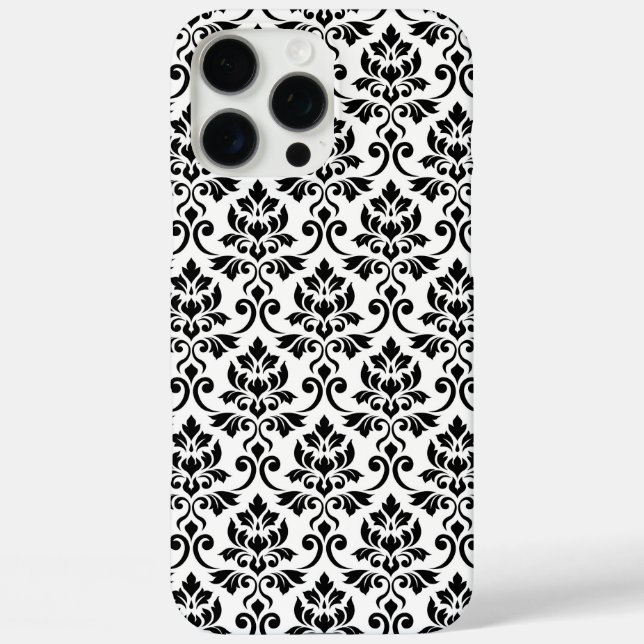 Feuille Damask Muster Black auf Weiß Case-Mate iPhone Hülle (Rückseite)