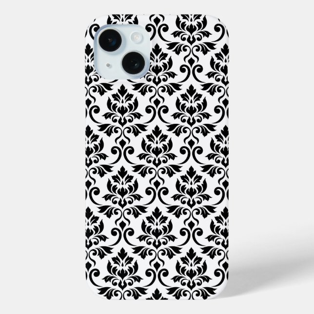 Feuille Damask Muster Black auf Weiß Case-Mate iPhone Hülle (Rückseite)