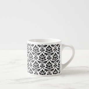Feuille Damask Muster Black auf Weiß Espressotasse