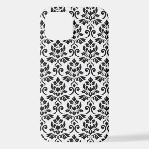 Feuille Damask Muster Black auf Weiß iPhone 12 Hülle