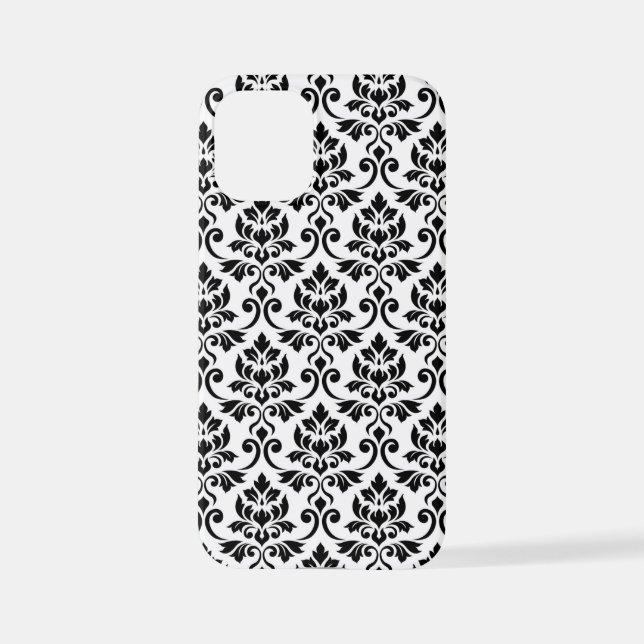Feuille Damask Muster Black auf Weiß iPhone Hülle (Rückseite)