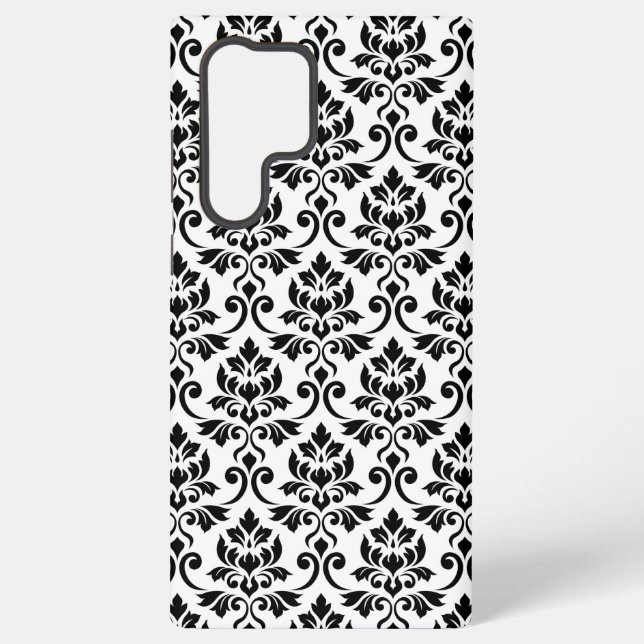 Feuille Damask Muster Black auf Weiß Samsung Galaxy Hülle (Rückseite)