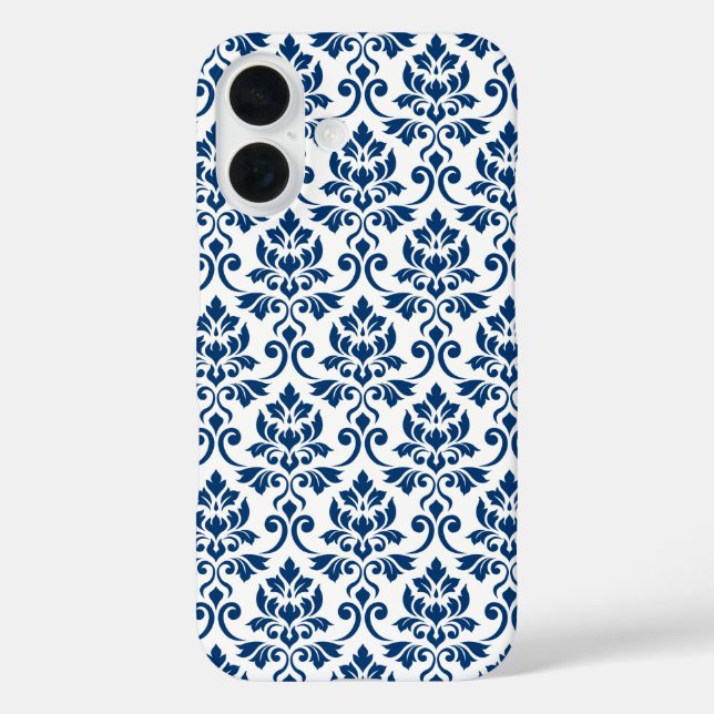 Feuille Damask Muster Dark Blue auf Weiß Case-Mate iPhone Hülle (Rückseite)