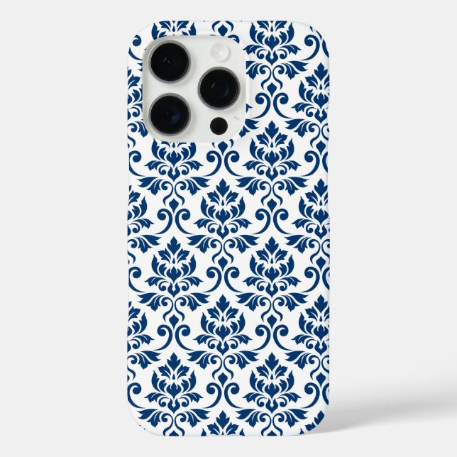Feuille Damask Muster Dark Blue auf Weiß Case-Mate iPhone Hülle (Rückseite)