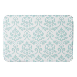 Feuille Damask Muster Light Aquamarin auf White Badematte