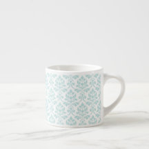 Feuille Damask Muster Light Aquamarin auf White