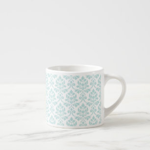 Feuille Damask Muster Light Aquamarin auf White Espressotasse