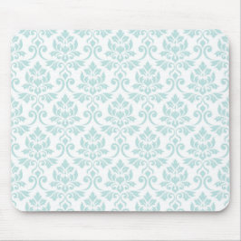 Feuille Damask Muster Light Aquamarin auf White Mousepad