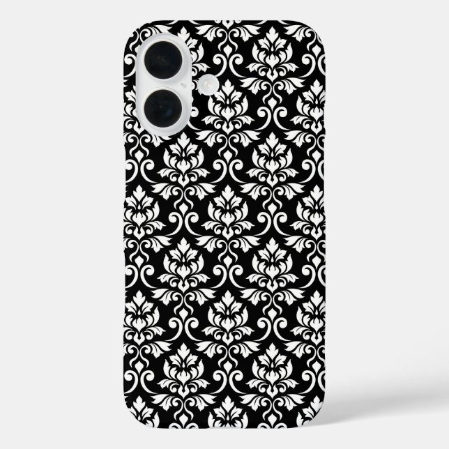 Feuille Damask Muster Weiß auf Schwarz Case-Mate iPhone Hülle (Rückseite)