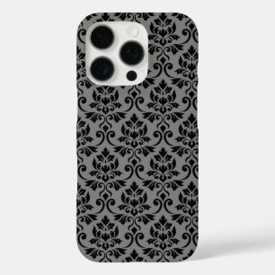 Feuille Damask Pattern Black auf Grau iPhone 16 Pro Hülle