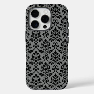 Feuille Damask Pattern Black auf Grau iPhone 16 Pro Hülle