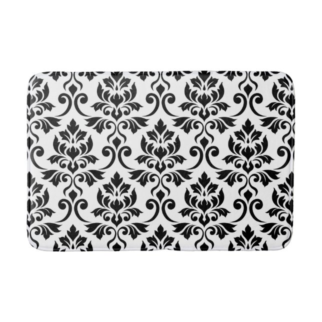 Feuille Damask Pattern Black Badematte (Vorderseite)
