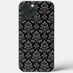 Feuille Damask Pattern Grau auf schwarz Case-Mate iPhone Hülle