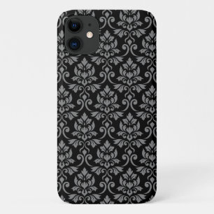 Feuille Damask Pattern Grau auf schwarz Case-Mate iPhone Hülle