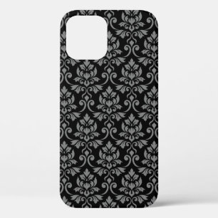 Feuille Damask Pattern Grau auf schwarz Case-Mate iPhone Hülle