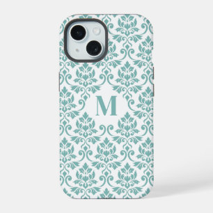 Feuille Damask Teal Muster (Benutzerdefiniert) iPhone 15 Hülle