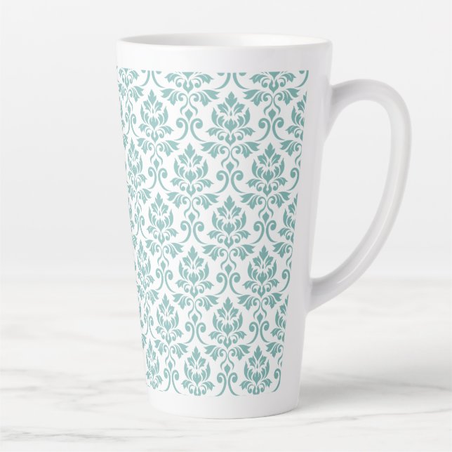 Feuille Damask Teal Muster Milchtasse (Rechts)
