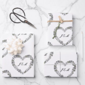 Feuille De Papier Cadeau Black and White Floral He