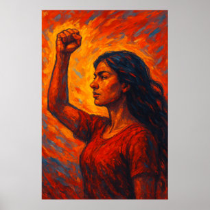 Feurig erhebt sie sich   Feministische erhobene Fa Poster