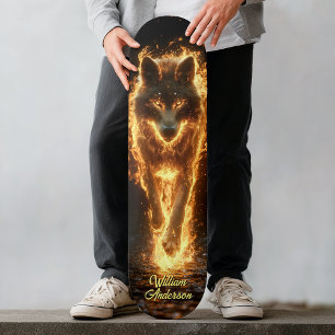 Feurig Glühender Wolf Skateboard