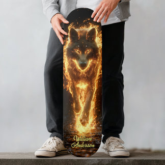 Feurig Glühender Wolf Skateboard