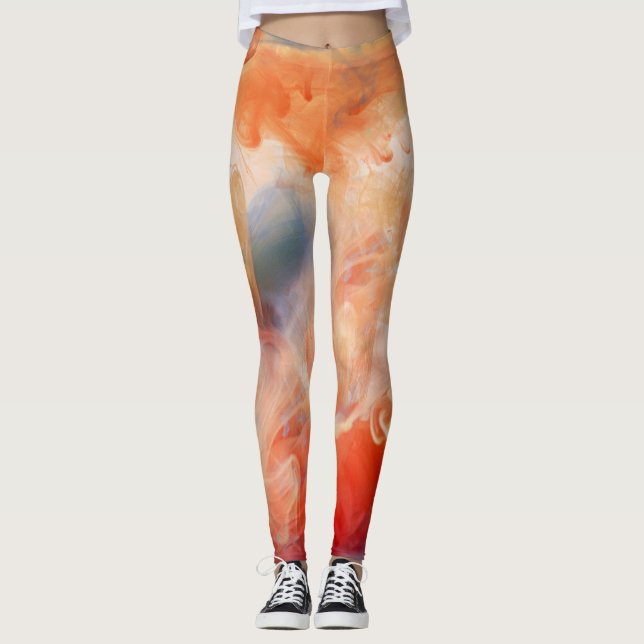 Feurige Adern aus flüssigem Marmor Leggings (Vorderseite)