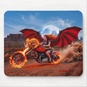Feurige Foxella Vampir Biker-Braut Mousepad