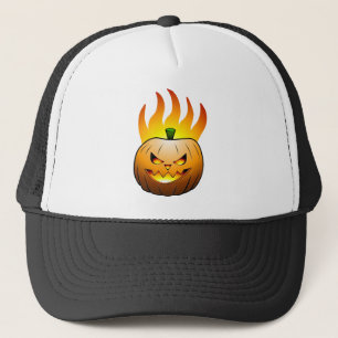 Feurige Halloween-Nacht mit Jack O'lantern Truckerkappe