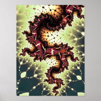 Feurige Kosmische Schlange Abstrakte Fraktal-Kunst Poster