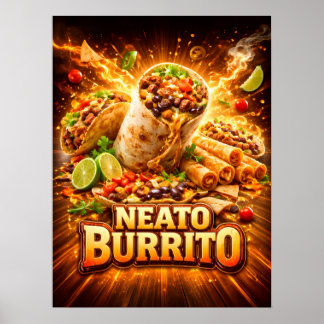 Feurige mexikanische Burrito-Kunst Poster