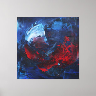 Feurige rote blaue kühne abstrakte Wandkunst Leinwanddruck