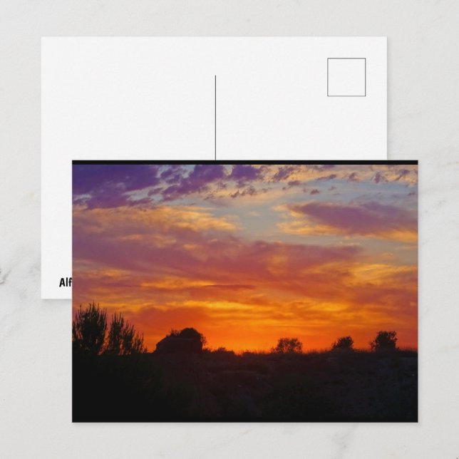 Feurige Sonnenuntergangslandschaft Postkarte (Vorne/Hinten)