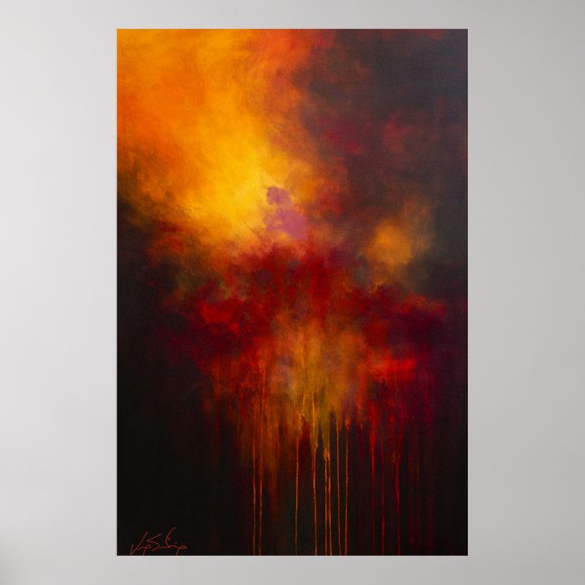 Feuriger abstrakter Kunstdruck Poster (Vorne)