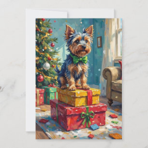 Feuriger Australian Terrier König der Weihnachtsge Feiertagskarte